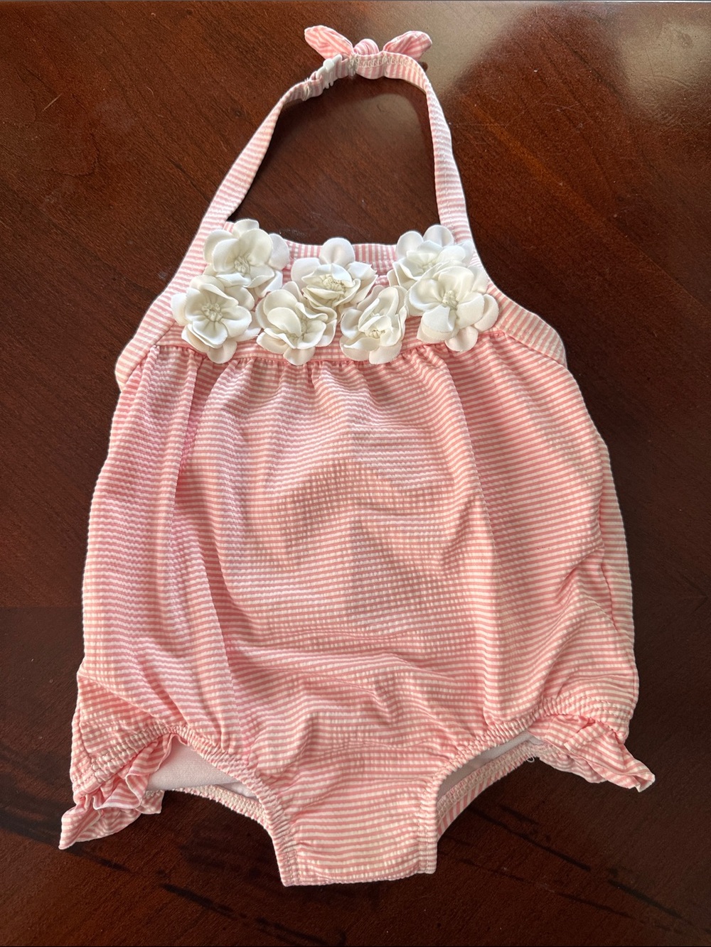 Janie and Jack Pink and White Striped Infant Romper